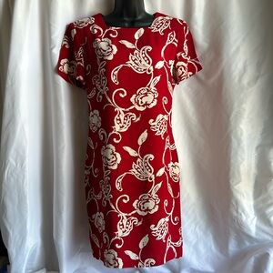 Ashlee California Red and Cream Floral Print Dress Size 10